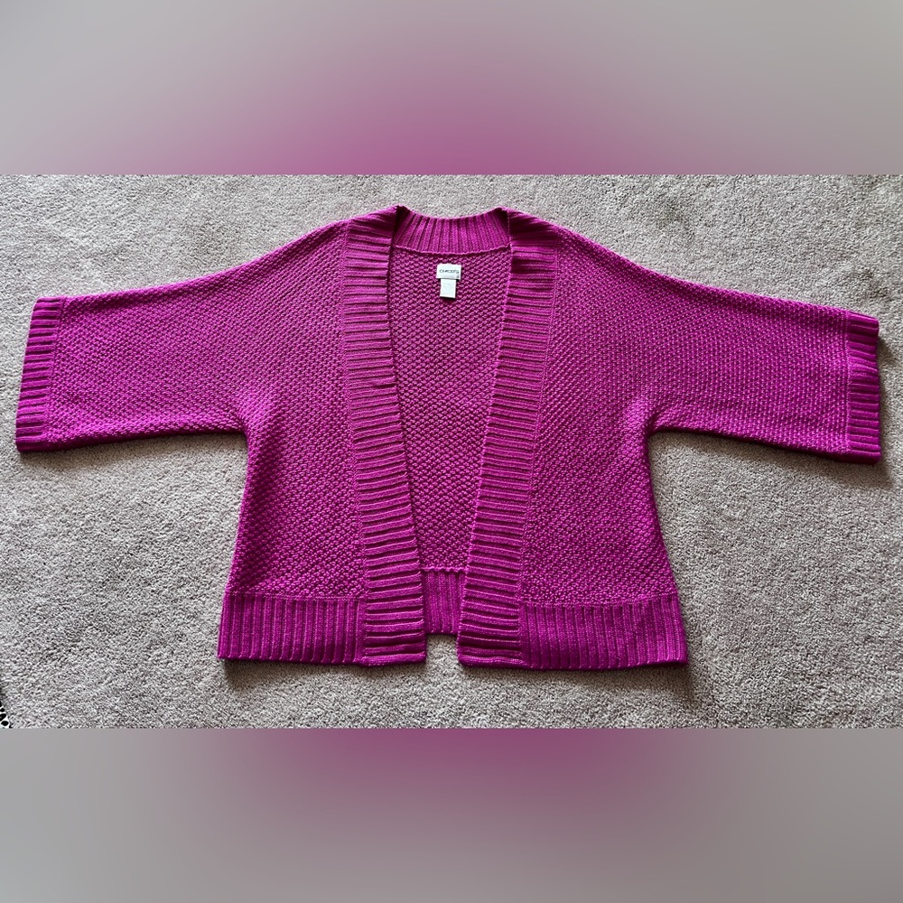 Chico's Fuchsia Open-Front Cardigan